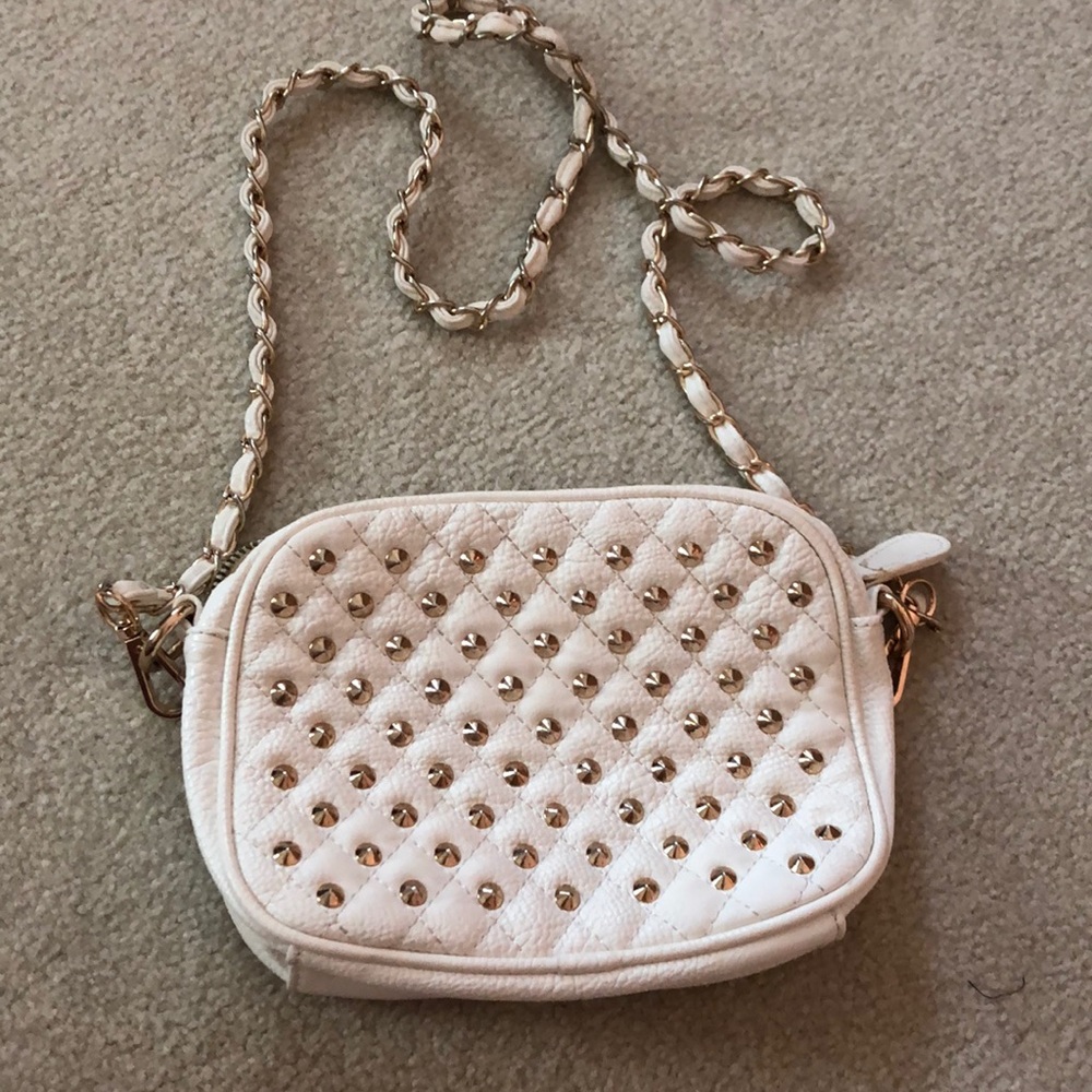 White, Studded Gold Handbag
